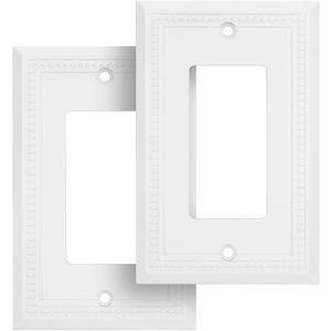 Henne Bery Sunken Pearls Heavy Duty Decorative Wall Plate Switch Plate Outlet Cover (Single Decorator, 2 Pack, White)
