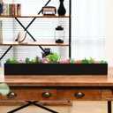 FillTouch 1 Pcs Long Rectangular Planter Box Window Sill Plant Box Metal Water Trough Indoor Large Modern Steel with Drainage Holes Herb Garden Home (32 x 3.5 x 3.5 Inch,Black)