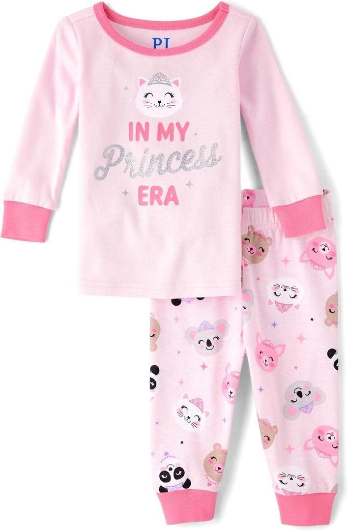 The Children's Place Baby Girl's and Toddler Long Sleeve Top and Pants Snug Fit 100% Cotton 2 Piece Pajama Set (6 Years, Princess Era)