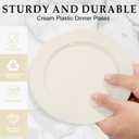 I00000 102 Pcs Ivory Plastic Plates, Disposable Party Plates Include 51 Ivory Dinner Plate 10 and 51 Plastic Dessert Plate 7 Perfect for Birthday, Party & Wedding
