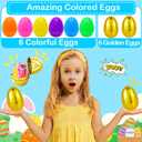 200 PCS Easter EggsPlastic 2.4" Bright Colorful Eggs with Golden Eggs, Easter Egg Fillers for Easter Egg Hunt Candy Filling Party Decorations and Kids Gifts