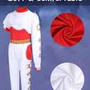 Zombies Costume for Girls, 3PCS Kids Cheerleader Uniform Outfit Halloween Cosplay Party Clothes (5-6 Years, White Pants)