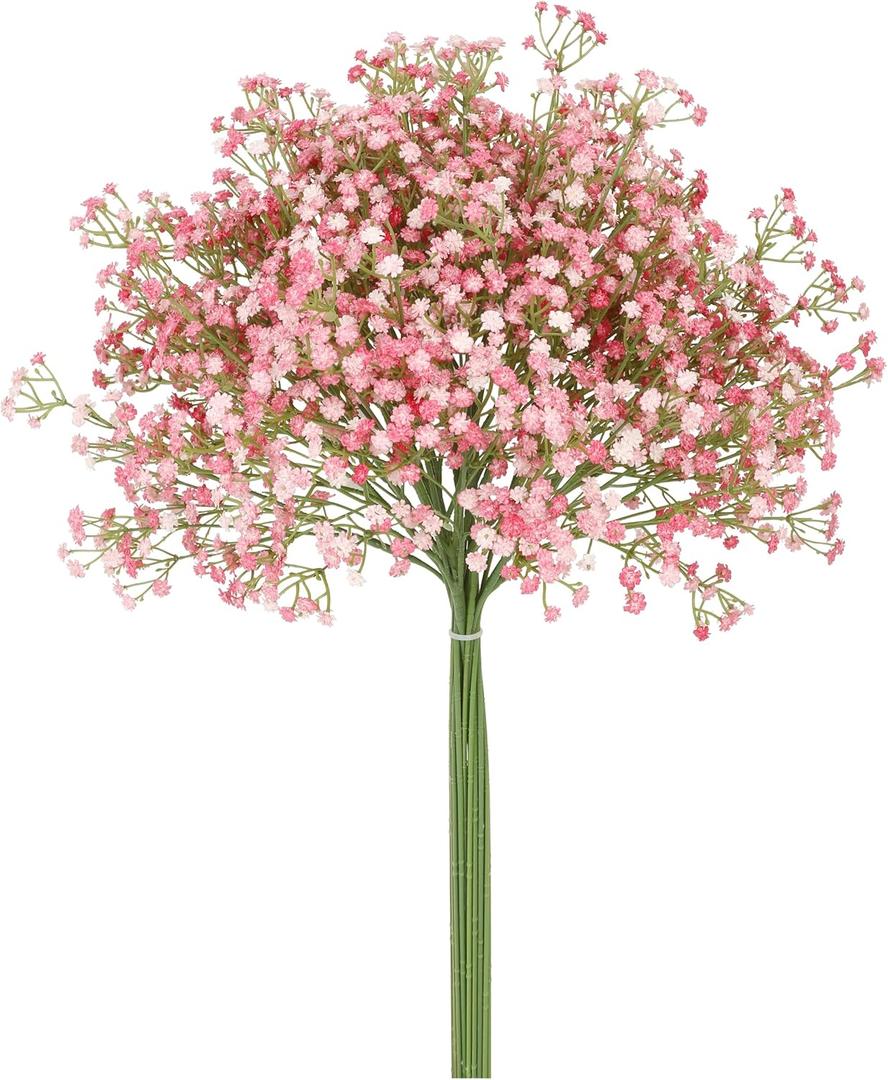 Babys Breath Artificial Flowers (24pcs, Light Pink), Real Touch Gypsophila Bouquet for Home, Wedding, Table Centerpiece and Party Events Decoration, DIY Fake Floral Arrangements