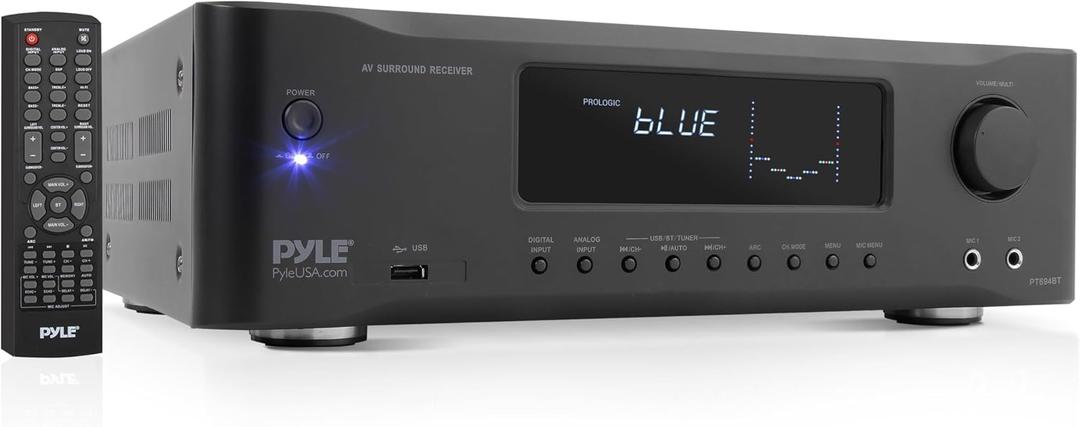 Pyle 5.2-Channel Hi-Fi Bluetooth Stereo Amplifier - 1000 Watt AV Home Speaker Subwoofer Sound Receiver w/ Radio, USB, RCA, HDMI, MIC IN, Wireless Streaming, Supports 4K UHD TV, 3D, Blu-Ray