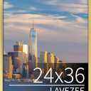 Lavezee 24x36 Poster Frame for Artwork, Puzzles and Photos, Gold Picture Frame Display 24 x 36 Inch Photo Picture Frame for Wall, Metal