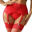 Lace Garter Belts for Thigh Highs Plus Size Suspender Belt Garter Belt Set Sexy Garters Lingerie with 6 Strap Slip 3XL-4XL