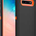 Case for Galaxy S10, Heavy-Duty Tough Rugged Shockproof Drop Protective Cover Cases for Samsung Galaxy S10, Black+Orange