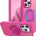 2 x MAXCURY 360 Ring Stand Magnetic for iPhone 16 Pro Max Case, [Anti-Fingerprint] [Military Drop Protection] [Compatible with MagSafe] Soft Edge Translucent Slim Back 16 ProMax Phone Case (Rose)