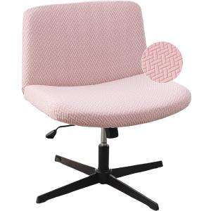 LavishCover Armless Chair Cover Office Desk Chair Cover, Waterproof and Elastic Criss Cross Chair Cover, Exquisite Vanity Chair Cover,Mid Back Wide Seat Accent Chair Covers(Pink,T-type,Just the Cover)
