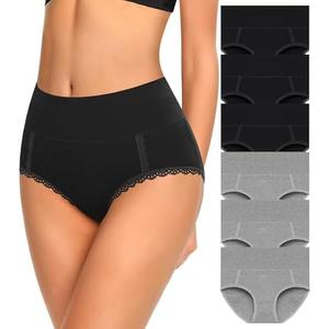 MISSWHO Cotton High Waisted Soft Womens Underwear Breathable Panties, Multipack XXL
