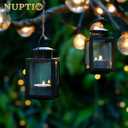 Nuptio Garden Lanterns for Candles 2 Pcs Vintage Style Hanging Small Lantern for Tealight Candle, Black Tea Light Holders for Indoor Outdoor Events Birthday Party Wedding