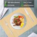 ANDSTAR Bamboo Placemats Set of 8 Waterproof - 12x18 Inch Reusable Table Mats for Dining, Eco-Friendly Heat Resistant Dishwasher Safe Kitchen Decor, Farmhouse Style Home Gift (Natural Color)