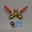 Garden hose splitter, full-flow, heavy-duty brass 2-way high flow, outdoor faucet Y-valve closure diverter connector, garden hose high-flow diverter adapter. (2-Way Full Flow 1PCS)