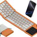 Nillkin Upgraded Foldable Bluetooth Keyboard with Touchpad & Number Pad, Portable Wireless Keyboard for Travel, Pocket-Sized, Full Size Keys, Support 3 Devices for iPad Laptop Tablets Phone, Orange