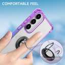 DAUPIN for Galaxy S25 Case Clear with 360 Rotation Metal Ring Holder Stand, Support Magnetic Car Phone Mount Soft TPU Bumper PC Hard Protective Phone Case for Samsung S25 5G (Purple Blue)