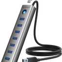 ORICO 7-Port USB 3.0 Hub, Aluminum USB Multiple Adapter, 5Gbps USB Extender USB Splitter with 3.28Ft Cable, UBS-A Hub Long Cable for Desktop, PC, Flash Drive, Mobile HDD, Windows/XPS