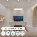 KUKUMAO 5000K Plug in LED Tube Light Fixture, 18W Linkable Cabinet Light for Garage, Kitchen, Bathroom, Closet, Office - 2Ft, Triproof, White