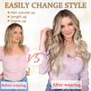 Clip in Hair Extensions for Women, 6PCS Long Wavy Curly Clip on Hair Extensions 20 Inch Medium Brown Mixed With Ash Blonde Synthetic Hairpieces