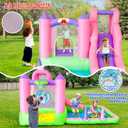 WELLFUNTIME Inflatable Bounce House with Blower, 7 in 1 Bouncy Castle with Slide, Ball Pit, Basketball Hoop, Ringtoss, Jumping Castle for Kids Ages 3-6, 121x76x64 Inch, 116 X 78 X 64 Inches