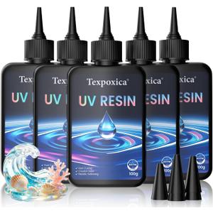 Texpoxica UV Resin 500g-Upgraded UV Resin Kit, Hard Type Crystal Clear Fast Curing UV Epoxy Resin for Craft Jewelry Making
