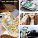 Magnetic for iPhone 16 Case [Compatible with MagSafe] Clear Floral Flower Bee Pattern Design, Slim Shockproof Protective Phone Cover for Women Girls