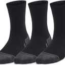 Under Armour Unisex Youth Performance Tech Crew Socks 3 Pack (Black, S)