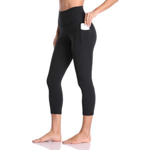 Colorfulkoala Women's High Waisted Yoga Capris 21" Inseam Leggings with Pockets (Medium, Black)