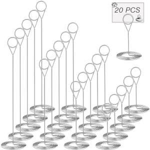 20 Pcs Table Number Holders 4/6/8/10 Inch Place Card Holder Table Number Stands Wire Photo Clips Metal Card Stands for Centerpieces, Photos, Food Signs, Birthdays, Weddings(Sliver)