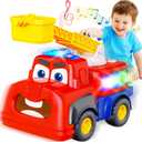 Interactive Talking Fire Truck Toy for Toddlers 1-3, Musical Toy with Realistic Sirens & Sounds & Lights, Recording Repeating Learning Toy, Car Toddler Toys for 2 Year Old Boy Girl Birthday Gifts