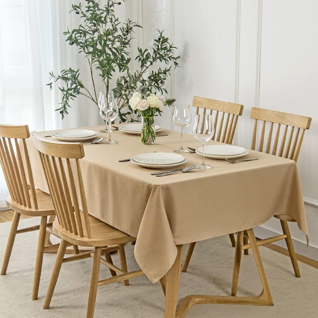 Maxmill Jacquard Tablecloth Stain Resistant Waterproof Wrinkle Resistant Spillproof Washable Soft Slubby Texture Table Cloth for Dining Room, Indoor and Outdoor Use, Rectangle 60 x 140 Inch, Beige (140" x 60" (Rectangular))