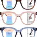 ZESAKER Progressive Multifocus Reading Glasses for Women Men Oversized Anti Blue Light Blocking Readers Square Eyeglasses (Tortoise+ Blue+ Light Brown, 1.5)