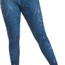 +MD High Waist Women's Printed Leggings (Blue, L)