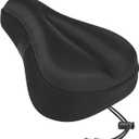 Bike Seat Cushion, Comfortable Bicycle Saddle Cover for Indoor and Outdoor Cycling, Padded Gel Cover for Exercise, Mountain & Road Bikes, Universal Fit for Peloton & Stationary Bikes (Black-S)