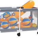 Extra Large Swimming Pool Storage Organizer Upgraded 280-Gallon Rolling Bin with Wheels Side Pockets Float Noodles Holder Mesh Cart for Pool Toys Swim Rings Surfboards Beach Gear Patio Yard Organizer (Gray)