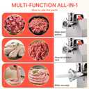Commercial Electric Meat Grinder, Sausage Stuffer Stainless Steel Material,Meat Grinder with 2 Blades, 2 Grinding Discs, 2 Stuffing Tubes, for Home Kitchens and Party Meals