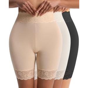 Women's Cooling Mesh Lace Slip Shorts for Under Dresses Anti Chafing, Anti-Roll Lace, Soft Breathable Skin-Friendly XL