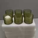 Vintage Glassware Drinking Glasses Set of 12,Green 12oz & 15oz Hobnail Glass Cups,Embossed Water Tumbler,for Beer,Cocktail,Whiskey,Juice and Various Mixed Drinks- 1 Cleaning Brush