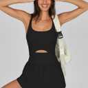 Caracilia Women's Workout Athletic Romper Summer Sets Short Jumpsuits Onesie Running Outfits Exercise Gym 2026 Trendy Clothes (Black, M)