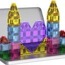 Mini Magnetic Tiles,78PCS Travel Magnetic Tiles Set with Iron Box,Portable Building Blocks for Kids Ages 3+,Car Airplane Travel Essentials Kids Toy,Creative STEM Toys Birthday Gift for Boys & Girls