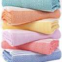 Genovega 6 Packs Oversized Turkish Beach Towels Set Bulk 74"x38" Extra Large Sand Free Quick Dry Swim Bath Camping Pool Towel Travel Blanket Adult Essentials Cruise Accessories Vacation Stuff (Coral Blue Pink Orange Yellow Green)