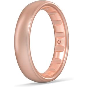 Enso Rings Elements Luxe Classic Thin Silicone Ring - Comfortable and Flexible Design - 4.3mm Wide, 1.75mm Thick - Dusty Rose Gold - Size 5