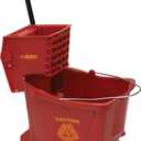 Winco Commercial Mop Bucket on Wheels, 36 Quart, Red