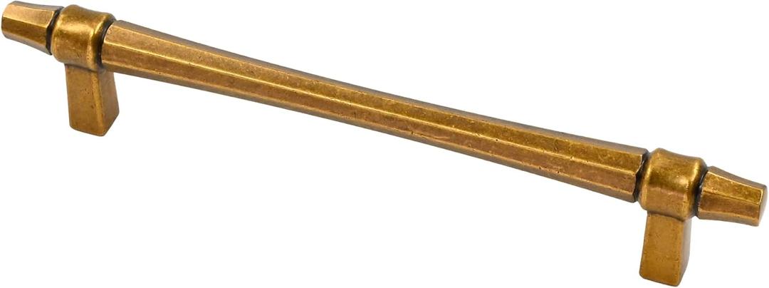Alzassbg 6 Pack Antique Brass Cabinet Pulls, 5 Inch(128mm) Hole Centers Kitchen Cabinet Handles for Cabinets and Drawers AL3104AB