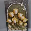 Vintage Yellow Tulip Floral Canvas Wall Art Retro Moody Flower Wall Decor, 24"L x 16"W