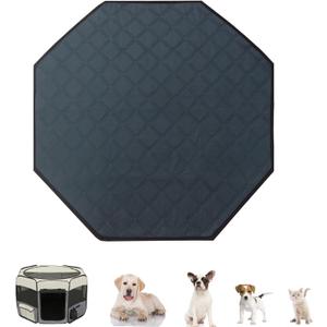 Dog Playpen Mat, Washable Pee Pad for Octagon (L-45' ) Puppy Whelping Pading Leakproof Potty Training Pad Liner for Crate Kennel Indoor (Dark Grey)
