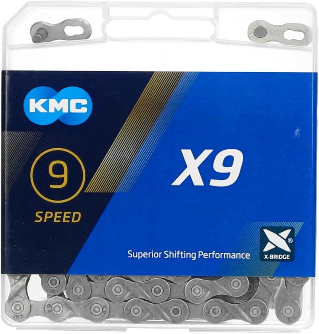 KMC X9SL Ti-N 9-Speed 9-Fach Kette, 114 Glieder, Roller Chain (Grey)