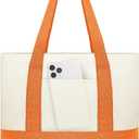 Amylove Mini Canvas Tote Bag with Pockets Duty Canvas Sublimation Blank Small Bag Mini Reusable Tote for Crafts DIY (13" X 11", Orange Color)