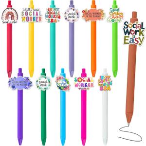 12 Pack Social Worker Appreciation Gifts, Novelty Funny Ballpoint Pens Set Bulk for Social Worker Coworker Team (Social Worker)