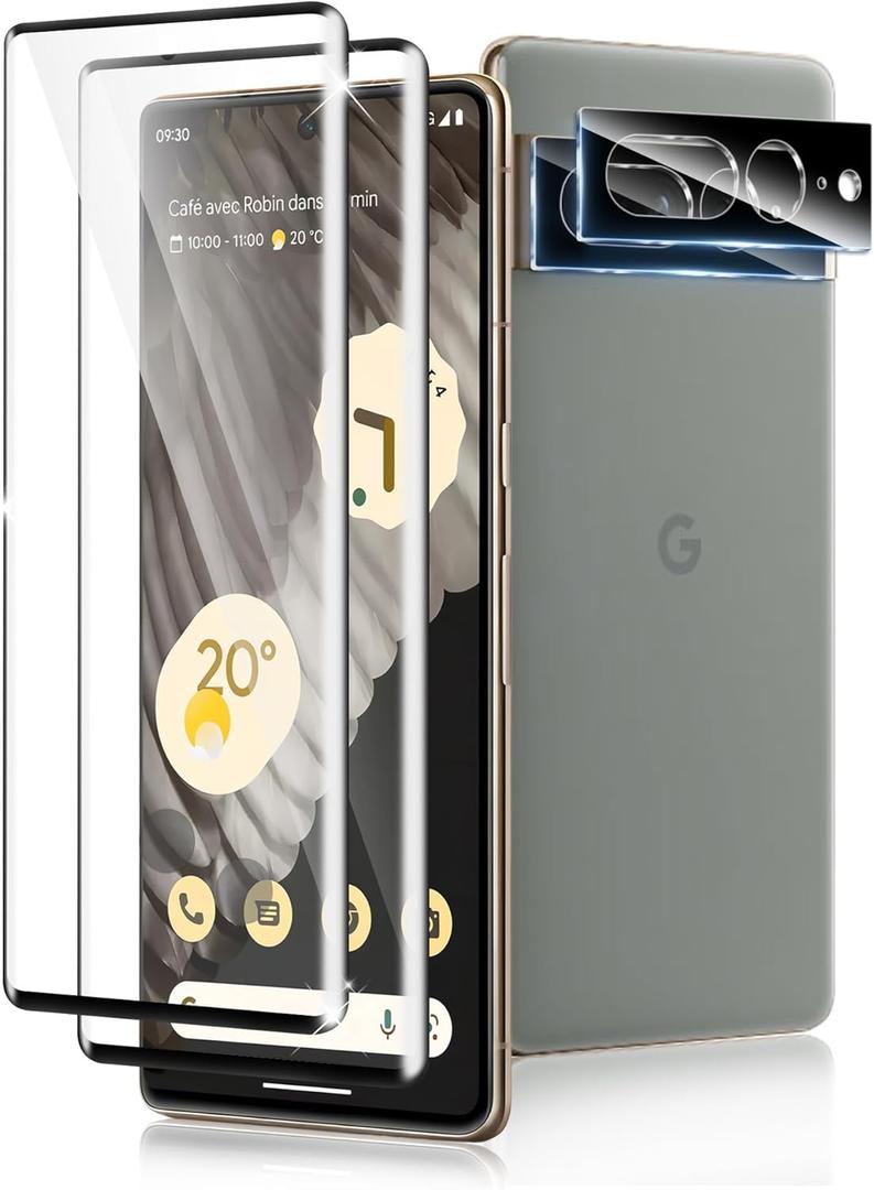 [2+2 Pack] for Google Pixel 7 Pro Screen Protector, Ultra Clear, Fingerprint Compatible, Anti-Scratch, Case Friendly