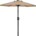 Simple Deluxe 7.5ft Patio Umbrella Outdoor Table Market Yard Umbrella with Push Button Tilt/Crank, 6 Sturdy Ribs for Garden, Deck, Backyard, Pool, Tan